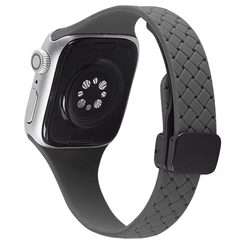 Watch Band for Apple Watch Series 11 10 42mm / 9 8 7 41mm / SE3 SE2 SE 6 5 4 40mm / 3 2 1 38mm Silicone Watch Band Magnetic Buckle - Dark Grey - 1