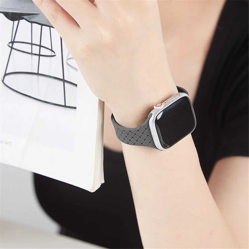 Watch Band for Apple Watch Series 11 10 42mm / 9 8 7 41mm / SE3 SE2 SE 6 5 4 40mm / 3 2 1 38mm Silicone Watch Band Magnetic Buckle - Dark Grey - 2