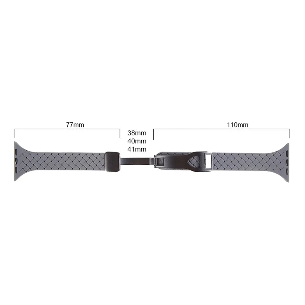 Watch Band for Apple Watch Series 11 10 42mm / 9 8 7 41mm / SE3 SE2 SE 6 5 4 40mm / 3 2 1 38mm Silicone Watch Band Magnetic Buckle - Dark Grey - 6