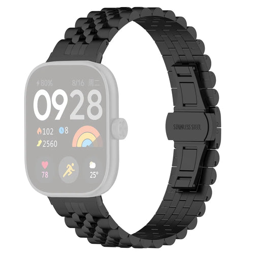 For Xiaomi Smart Band 10 Pro / 9 Pro / 8 Pro / Redmi Watch 6 / 5 / 5 eSIM / 4 Stainless Steel Watch Strap Replacement Band - Black - 1