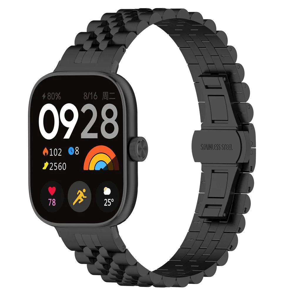 For Xiaomi Smart Band 10 Pro / 9 Pro / 8 Pro / Redmi Watch 6 / 5 / 5 eSIM / 4 Stainless Steel Watch Strap Replacement Band - Black - 2