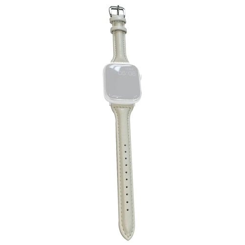 Strap for Apple Watch Series 10 42mm / 9 8 7 41mm / SE (2023) SE (2022) SE 6 5 4 40mm / 3 2 1 38mm Slim Leather Watch Band - White - 1