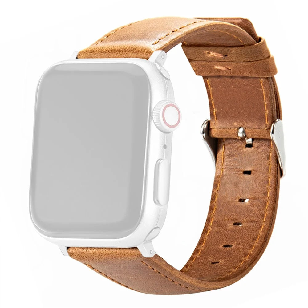 For Apple Watch Ultra 3 2 1 49mm / Series 11 10 46mm / 9 8 7 45mm / SE3 SE2 SE 6 5 4 44mm / 3 2 1 42mm Vintage Watch Straps - Brown - 1