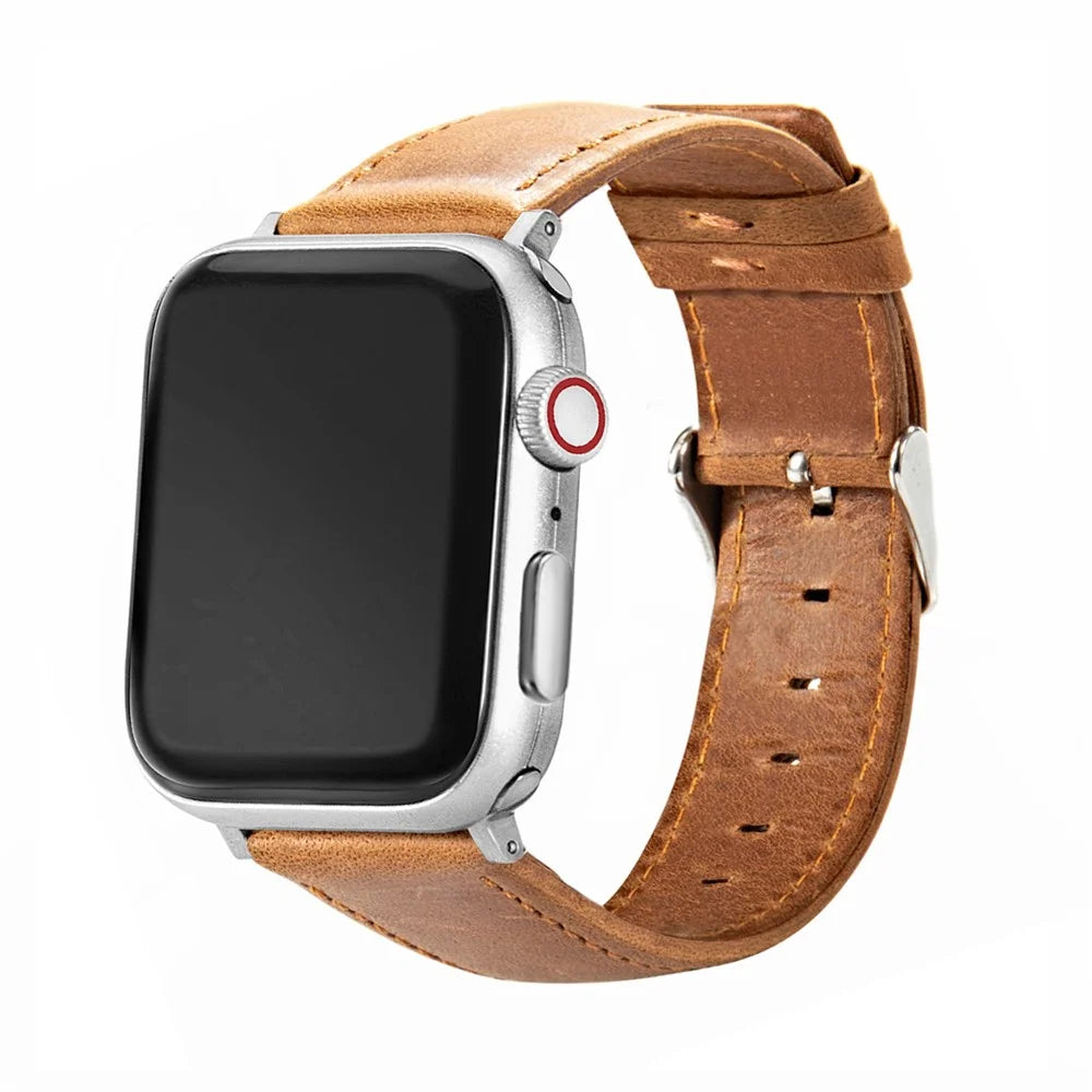 For Apple Watch Ultra 3 2 1 49mm / Series 11 10 46mm / 9 8 7 45mm / SE3 SE2 SE 6 5 4 44mm / 3 2 1 42mm Vintage Watch Straps - Brown - 2