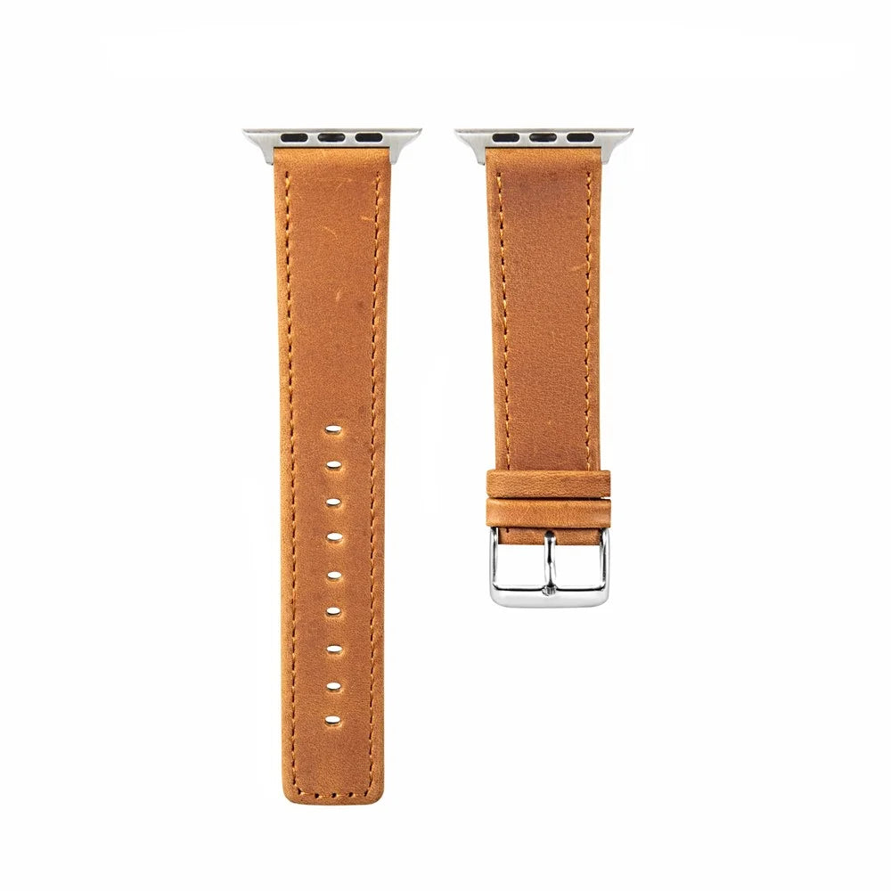 For Apple Watch Ultra 3 2 1 49mm / Series 11 10 46mm / 9 8 7 45mm / SE3 SE2 SE 6 5 4 44mm / 3 2 1 42mm Vintage Watch Straps - Brown - 3