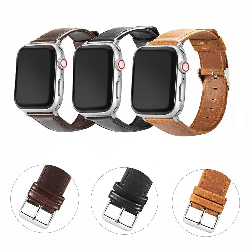 For Apple Watch Ultra 3 2 1 49mm / Series 11 10 46mm / 9 8 7 45mm / SE3 SE2 SE 6 5 4 44mm / 3 2 1 42mm Vintage Watch Straps - Brown - 4