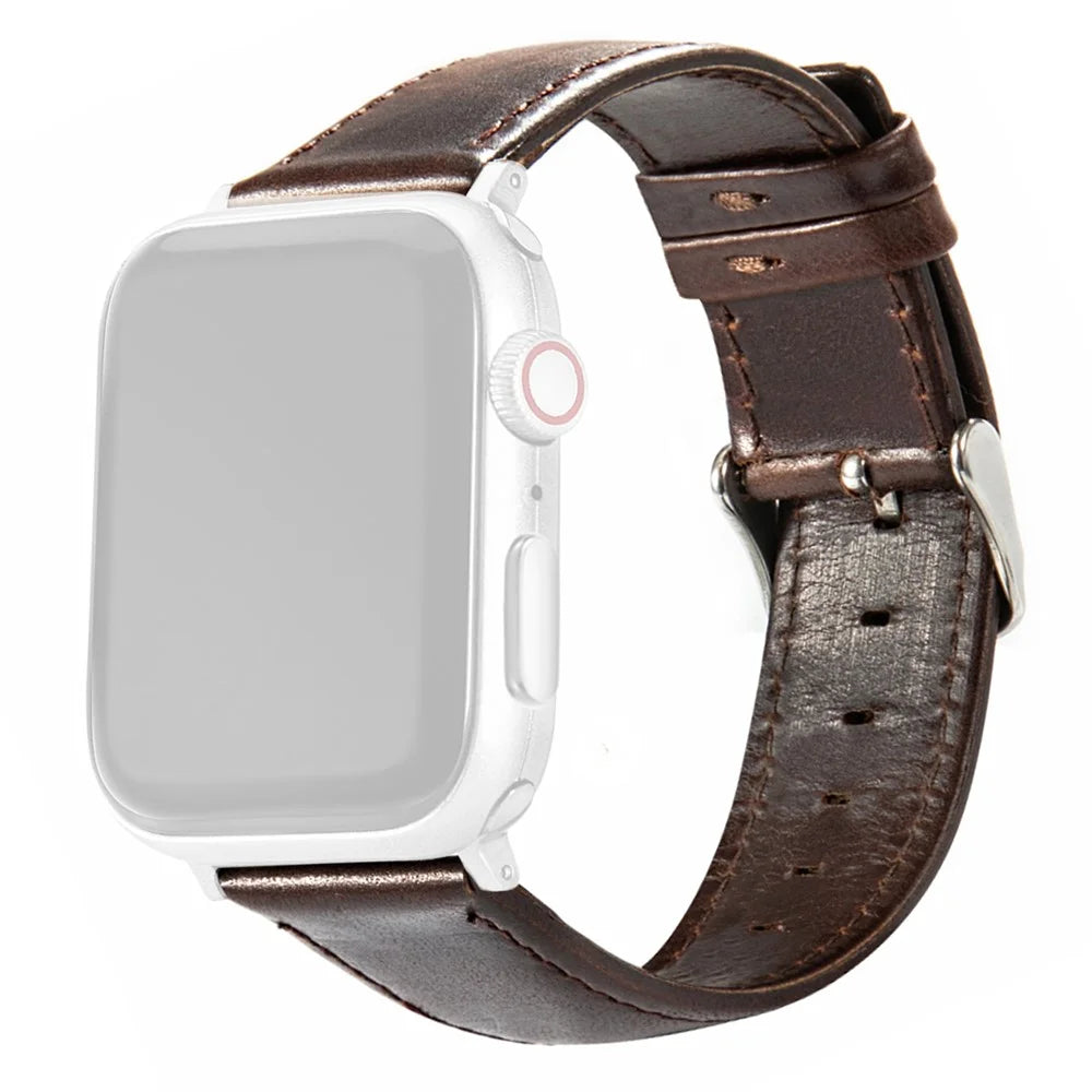 Watch Strap for Apple Watch Series 11 10 42mm / 9 8 7 41mm / SE3 SE2 SE 6 5 4 40mm / 3 2 1 38mm Watch Band Crazy Horse Texture - Tan - 1
