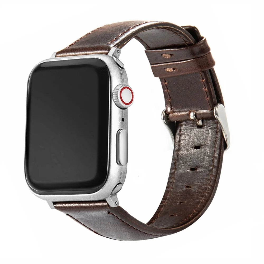Watch Strap for Apple Watch Series 11 10 42mm / 9 8 7 41mm / SE3 SE2 SE 6 5 4 40mm / 3 2 1 38mm Watch Band Crazy Horse Texture - Tan - 2
