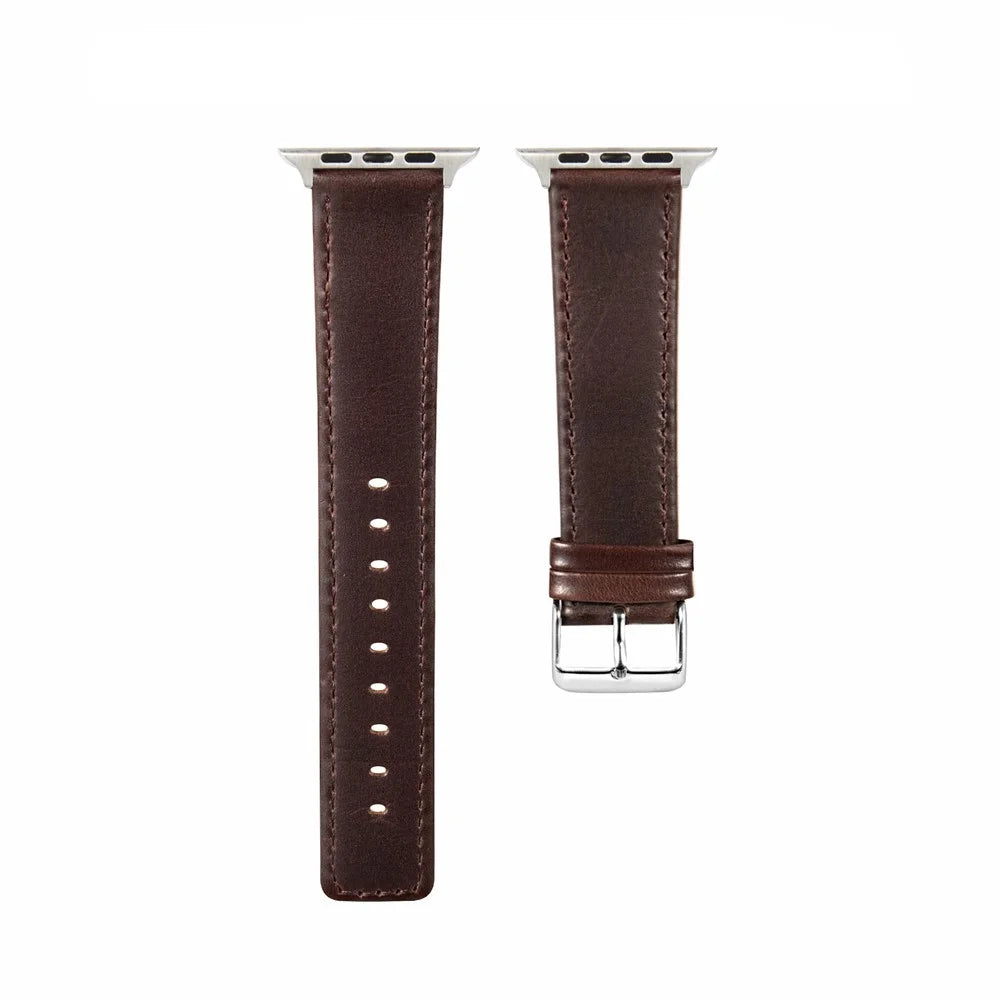 Watch Strap for Apple Watch Series 11 10 42mm / 9 8 7 41mm / SE3 SE2 SE 6 5 4 40mm / 3 2 1 38mm Watch Band Crazy Horse Texture - Tan - 3
