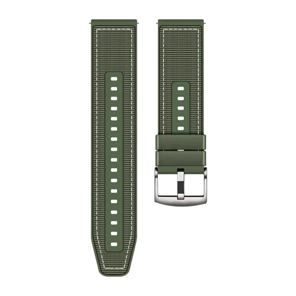 Universal 22mm Breathable Woven Canvas Replacement Strap Adjustable Smartwatch Band - Army Green - 1