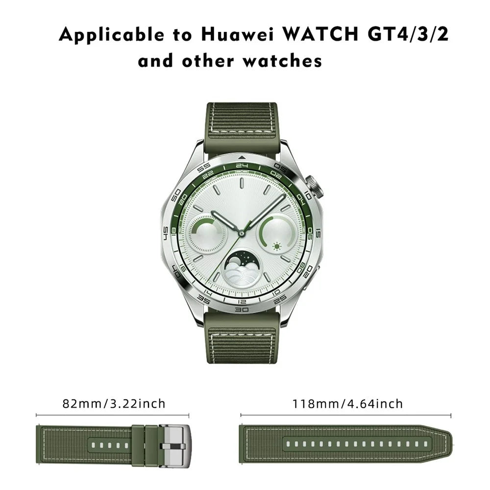 Universal 22mm Breathable Woven Canvas Replacement Strap Adjustable Smartwatch Band - Army Green - 2
