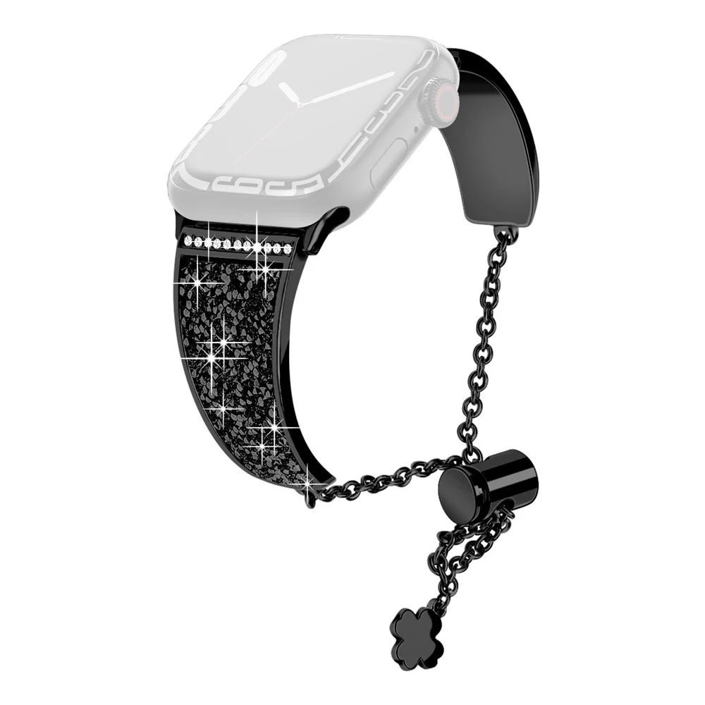 Strap for Apple Watch Series 11 10 42mm / 9 8 7 41mm / SE3 SE2 SE 6 5 4 40mm / 3 2 1 38mm Metal Watch Band - Black / Black - 1