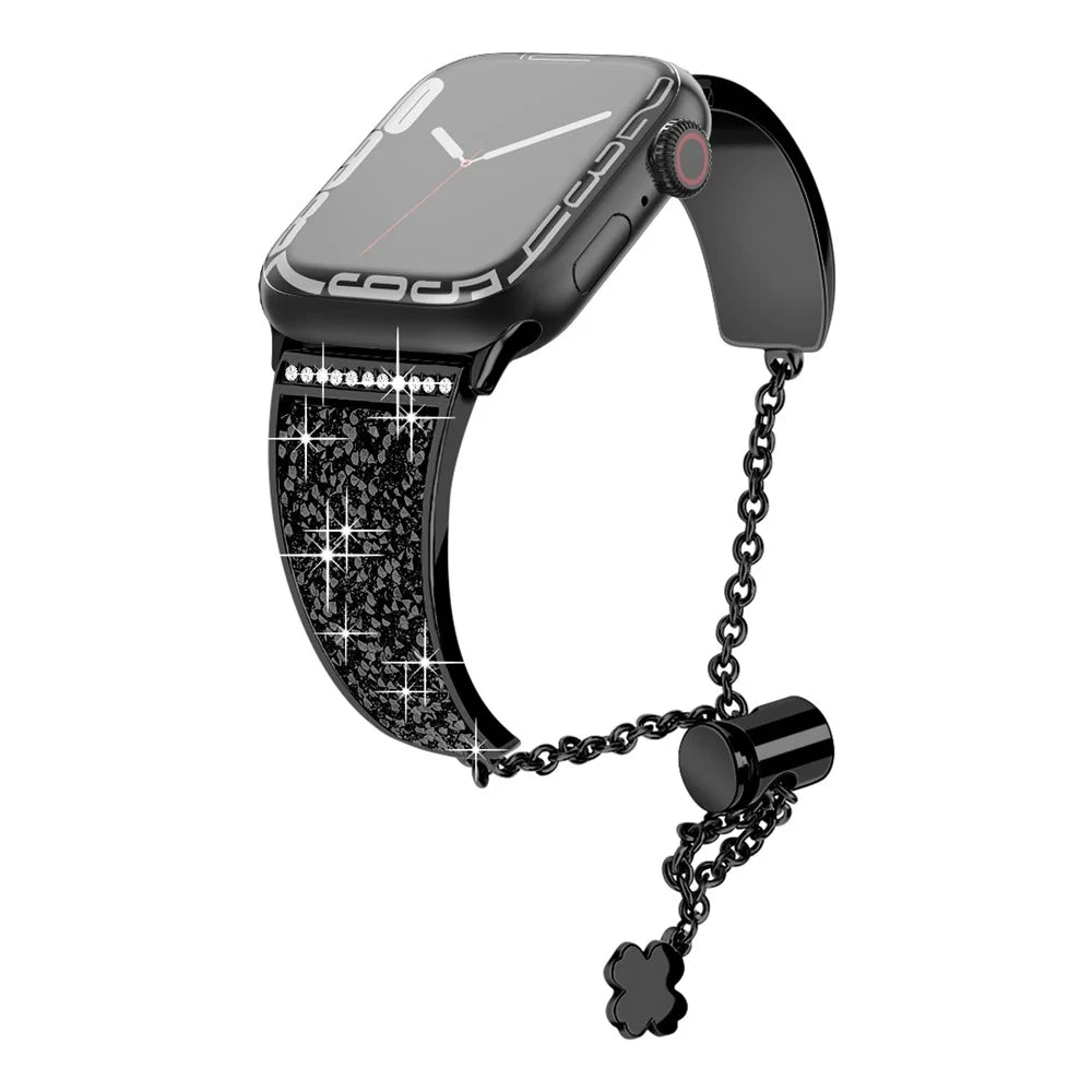 Strap for Apple Watch Series 11 10 42mm / 9 8 7 41mm / SE3 SE2 SE 6 5 4 40mm / 3 2 1 38mm Metal Watch Band - Black / Black - 2