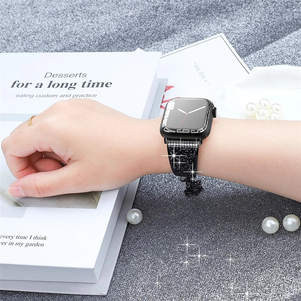 For Apple Watch Ultra 3 2 1 49mm / Series 11 10 46mm / 9 8 7 45mm / SE3 SE2 SE 6 5 4 44mm / 3 2 1 42mm Watch Strap - Black / Black - 7