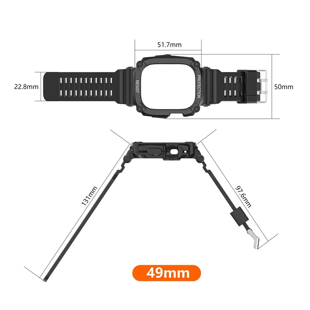 TPU Watch Strap for Apple Watch Ultra 49mm Integral Watch Band with Case - Orange - 7