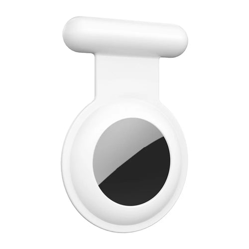 For Apple AirTag Silicone Case Brooch Design Bluetooth-compatible Tracker Cover - White - 1