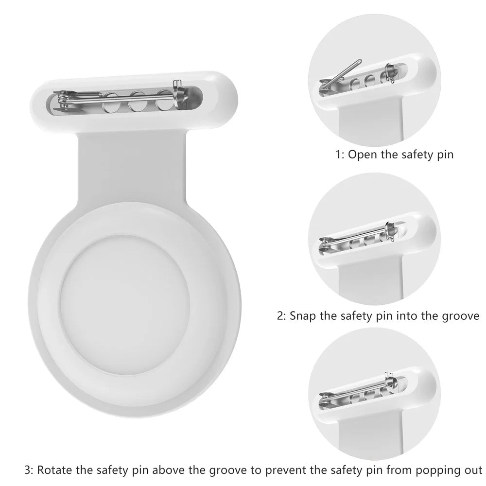 For Apple AirTag Silicone Case Brooch Design Bluetooth-compatible Tracker Cover - White - 3