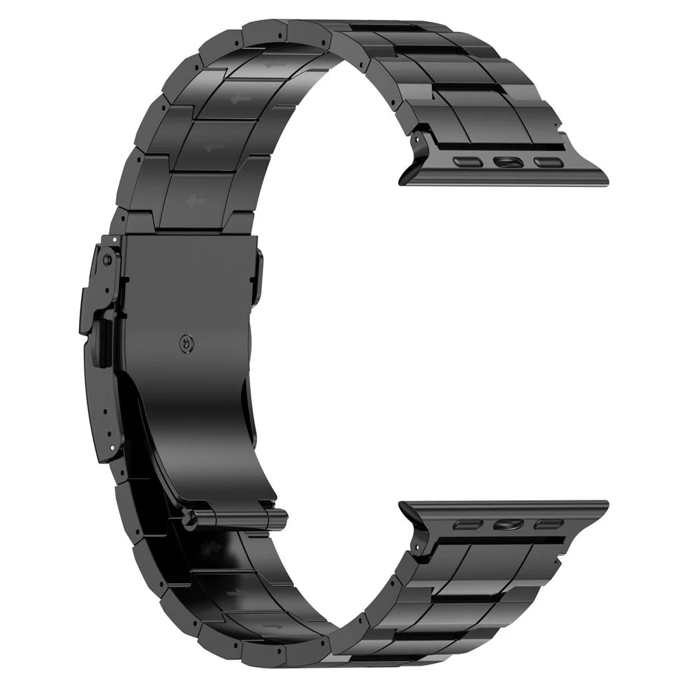 For Apple Watch Ultra 3 2 1 49mm / Series 11 10 46mm / 9 8 7 45mm / SE3 SE2 SE 6 5 4 44mm / 3 2 1 42mm Titanium Steel Watch Band - Black - 2