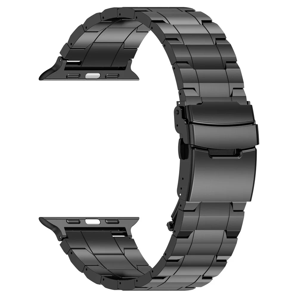For Apple Watch Ultra 3 2 1 49mm / Series 11 10 46mm / 9 8 7 45mm / SE3 SE2 SE 6 5 4 44mm / 3 2 1 42mm Titanium Steel Watch Band - Black - 3