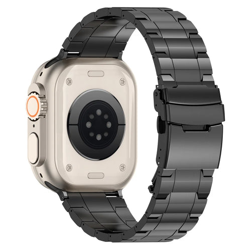 For Apple Watch Series 11 10 42mm / 9 8 7 41mm / SE3 SE2 SE 6 5 4 40mm / 3 2 1 38mm Titanium Steel Bracelet Straps - Black - 1