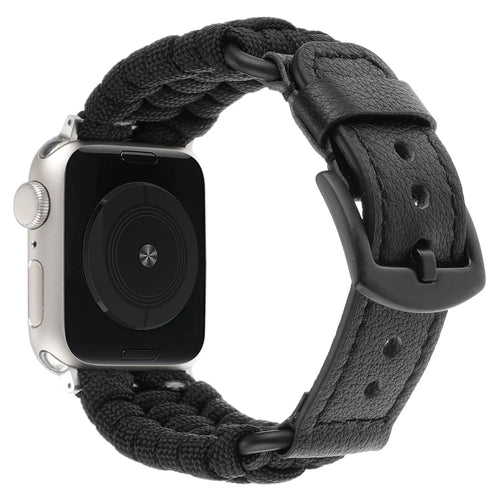 For Apple Watch Ultra 3 2 1 49mm / Series 11 10 46mm / 9 8 7 45mm / SE3 SE2 SE 6 5 4 44mm / 3 2 1 42mm Genuine Cow Watch Band - Black - 1