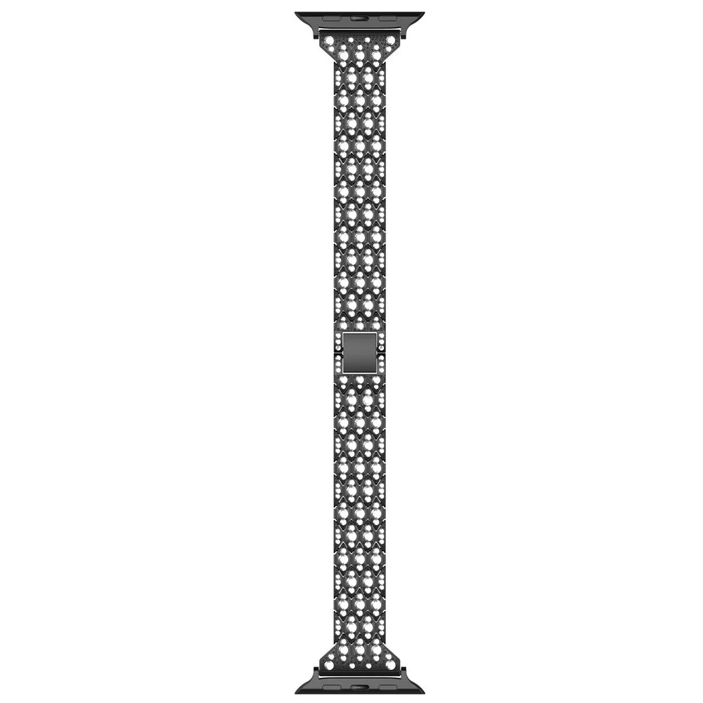 For Apple Watch Ultra 3 2 1 49mm / Series 11 10 46mm / 9 8 7 45mm / SE3 SE2 SE 6 5 4 44mm / 3 2 1 42mm Watch Band Rhinestone Strap - Black - 4