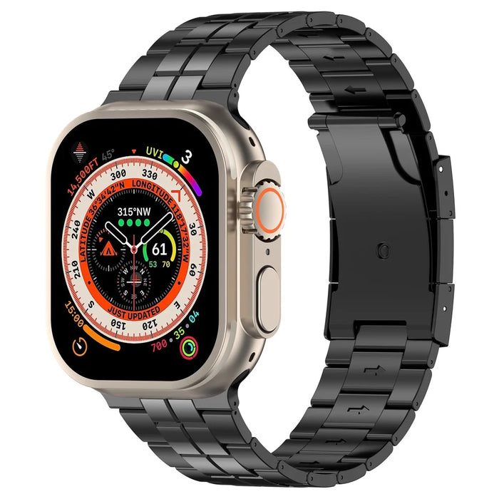Titanium Steel Band for Apple Watch Ultra 3 2 1 49mm / Series 11 10 46mm / 9 8 7 45mm / SE3 SE2 SE 6 5 4 44mm / 3 2 1 42mm Strap - Black - 3