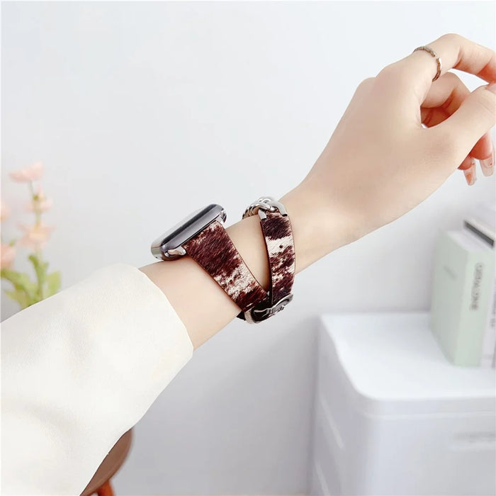 For Apple Watch Ultra 3 2 1 49mm / Series 11 10 46mm / 9 8 7 45mm / SE3 SE2 SE 6 5 4 44mm / 3 2 1 42mm Band Leather Strap - Black - 4