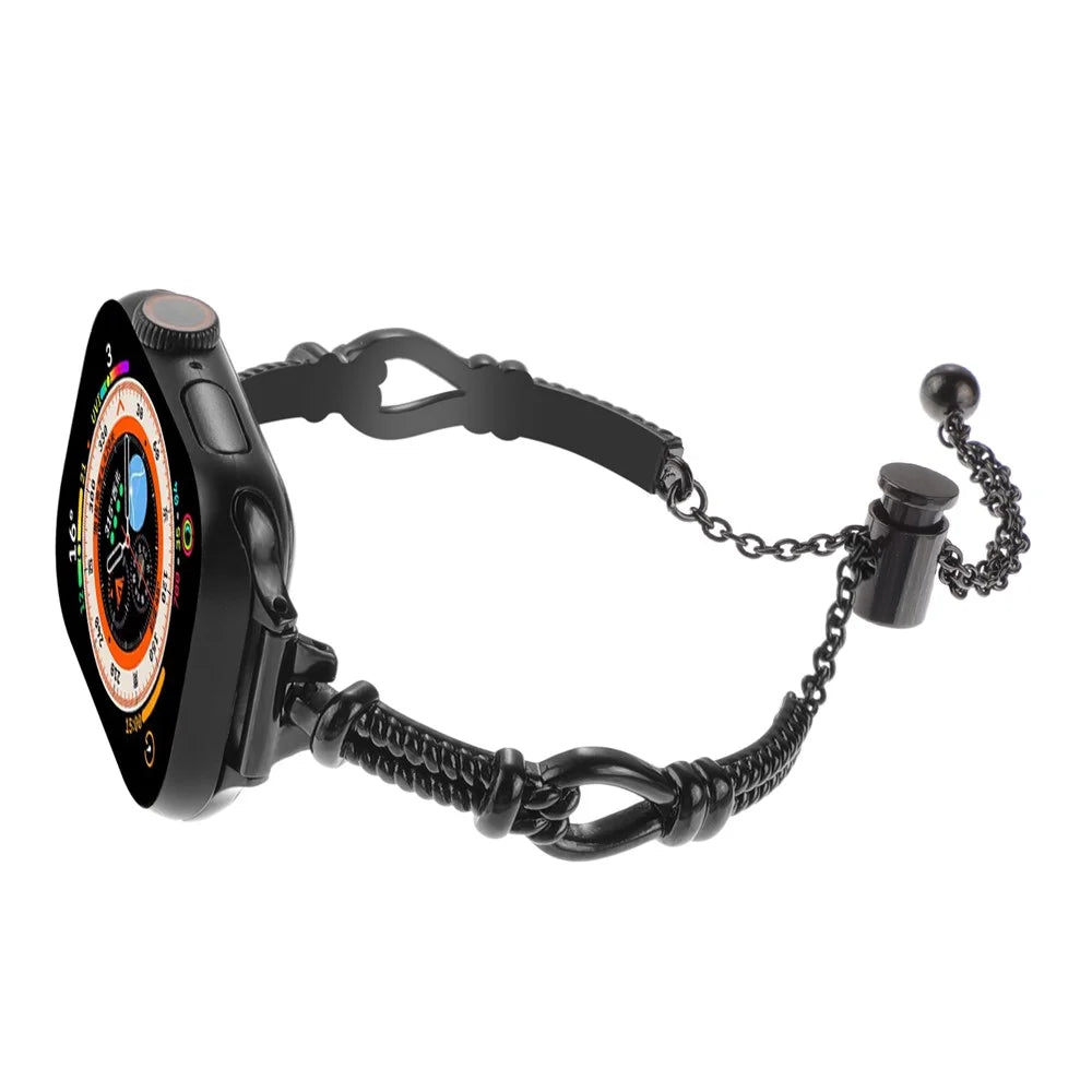 For Apple Watch Ultra 3 2 1 49mm / Series 11 10 46mm / 9 8 7 45mm / SE3 SE2 SE 6 5 4 44mm / 3 2 1 42mm Metal Watch Band - Black - 3