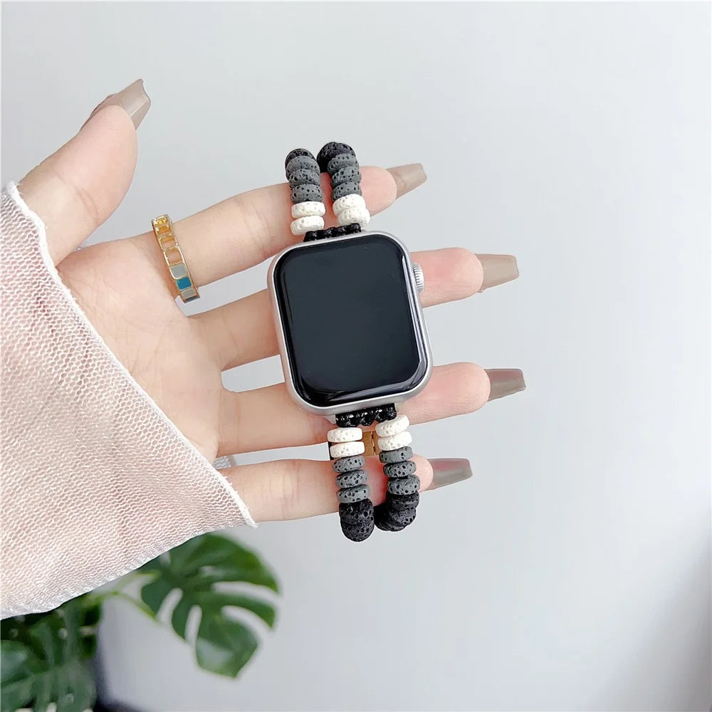 For Apple Watch Series 11 10 42mm / 9 8 7 41mm / SE3 SE2 SE 6 5 4 40mm / 3 2 1 38mm Leather Bracelet Strap - Black - 2