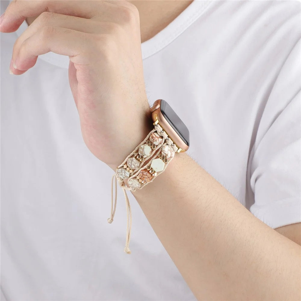 Strap for Apple Watch Series 11 10 42mm / 9 8 7 41mm / SE3 SE2 SE 6 5 4 40mm / 3 2 1 38mm Stone Watch Strap - White - 4