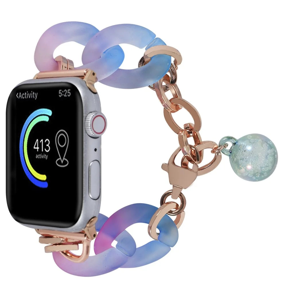 For Apple Watch Ultra 3 2 1 49mm / Series 11 10 46mm / 9 8 7 45mm / SE3 SE2 SE 6 5 4 44mm / 3 2 1 42mm Resin Bracelet Strap - Blue - 3