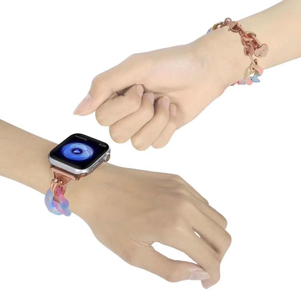 For Apple Watch Ultra 3 2 1 49mm / Series 11 10 46mm / 9 8 7 45mm / SE3 SE2 SE 6 5 4 44mm / 3 2 1 42mm Resin Bracelet Strap - Blue - 4