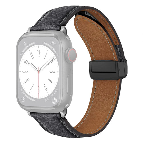 For Apple Watch Ultra 3 2 1 49mm / Series 11 10 46mm / 9 8 7 45mm / SE3 SE2 SE 6 5 4 44mm / 3 2 1 42mm Litchi Texture Leather Strap - Grey - 1
