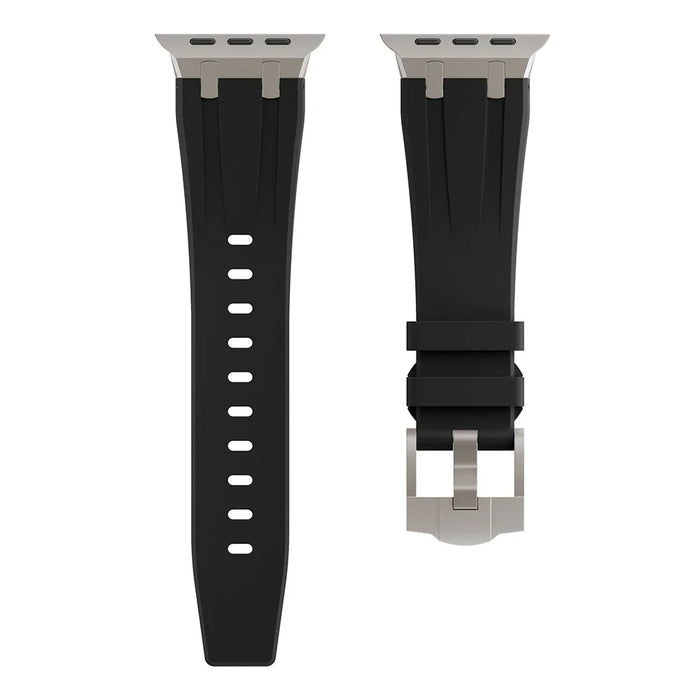 For Apple Watch Series 11 10 42mm / 9 8 7 41mm / SE3 SE2 SE 6 5 4 40mm / 3 2 1 38mm Watch Band Liquid Silicone Strap - Titanium Black - 3