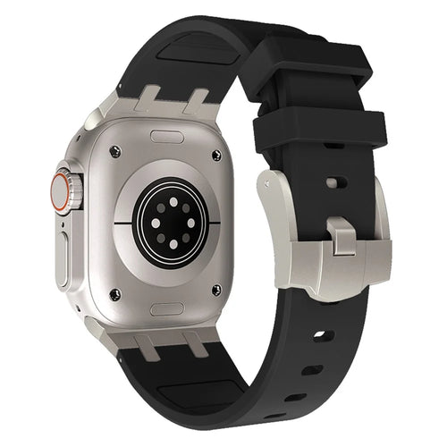 For Apple Watch Ultra 3 2 1 49mm / Series 11 10 46mm / 9 8 7 45mm / SE3 SE2 SE 6 5 4 44mm / 3 2 1 42mm Liquid Silicone Band - Titanium Black - 1