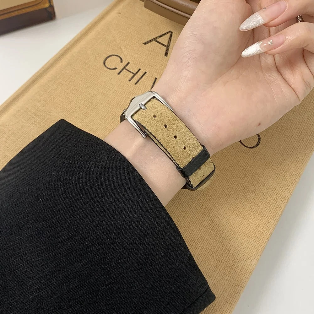 For Apple Watch Series 11 10 42mm / 9 8 7 41mm / SE3 SE2 SE 6 5 4 40mm / 3 2 1 38mm Plush Splicing Watch Straps - Light Brown - 4