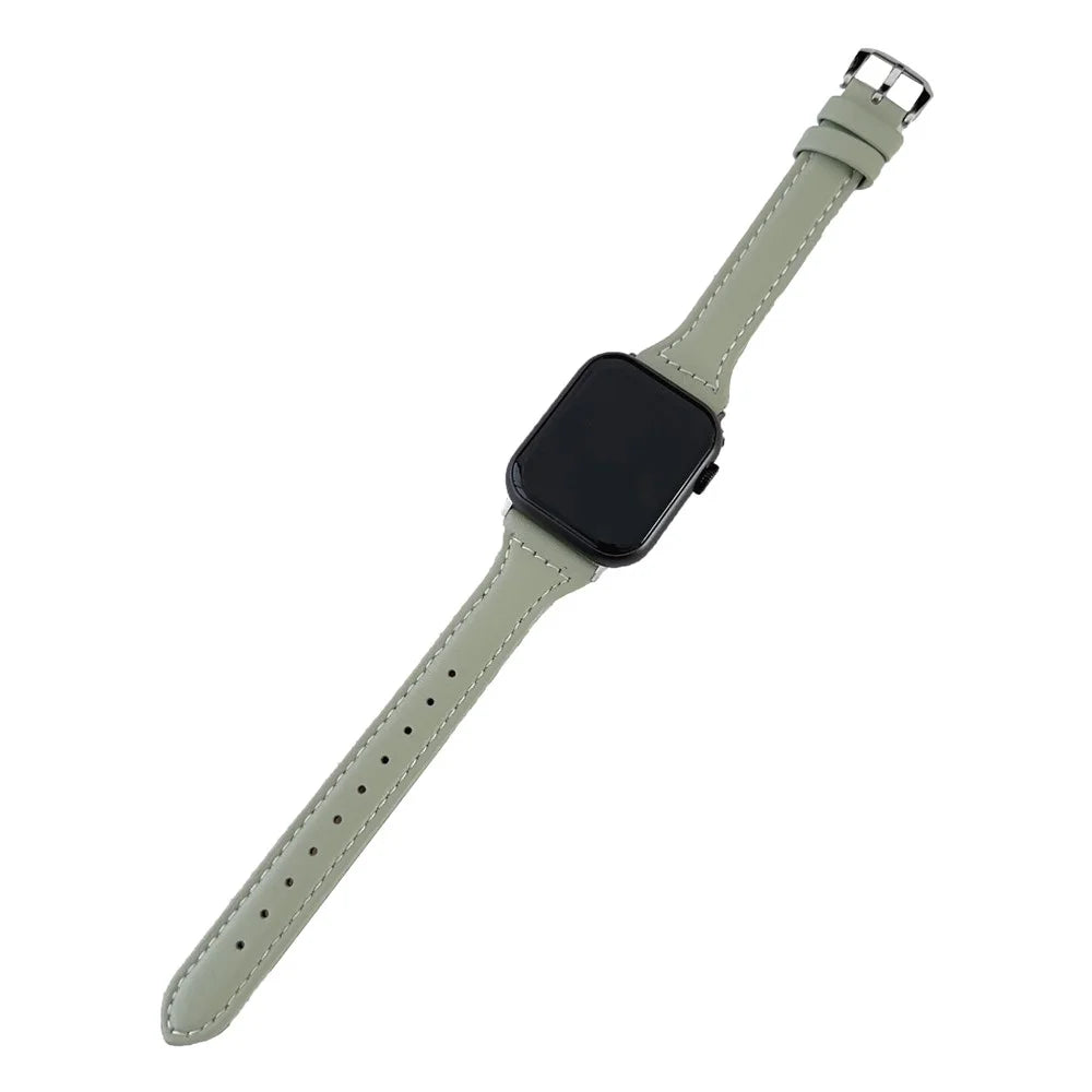 For Apple Watch Series 11 10 42mm / 9 8 7 41mm / SE3 SE2 SE 6 5 4 40mm / 3 2 1 38mm PU Leather Watch Band - Light Green - 1