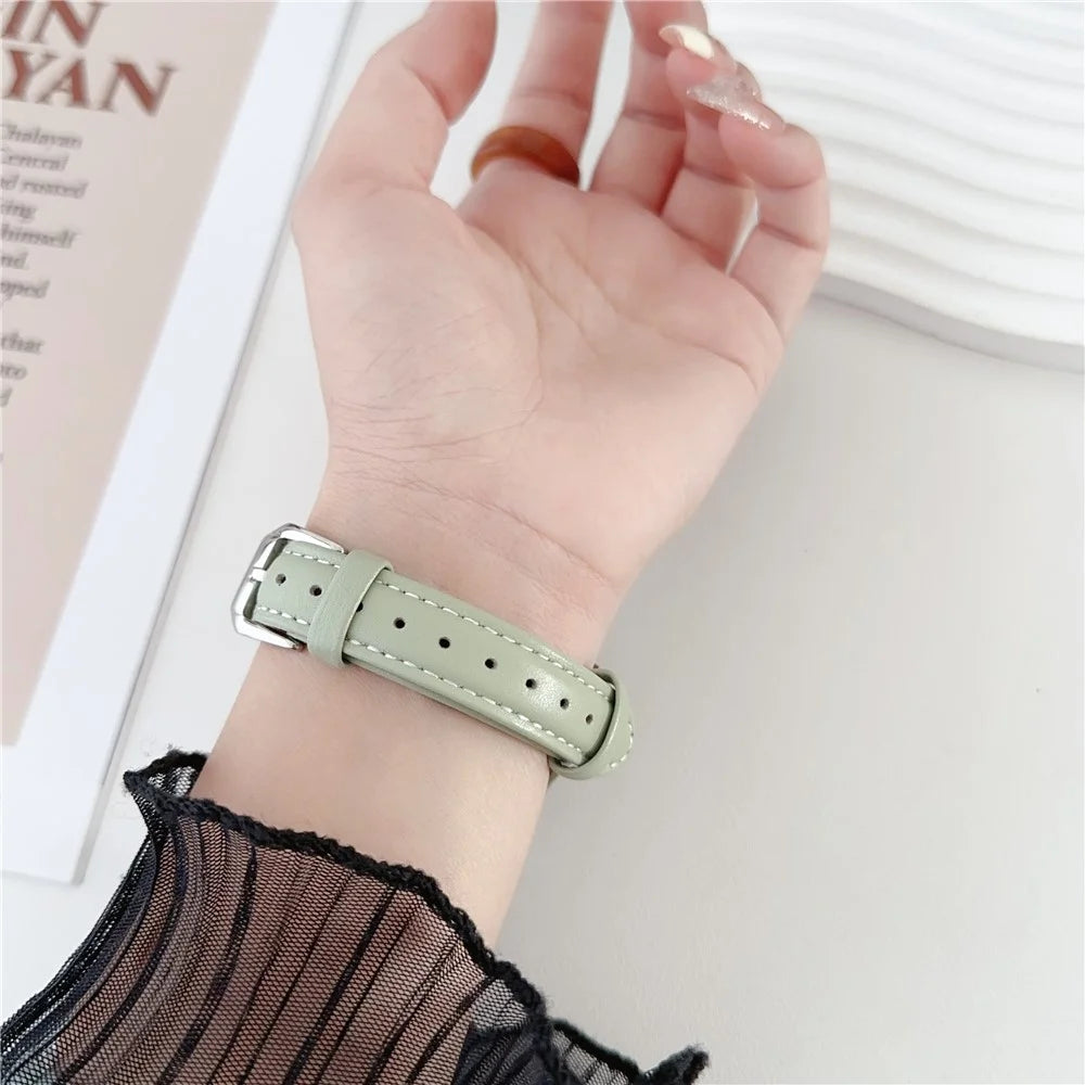 For Apple Watch Series 11 10 42mm / 9 8 7 41mm / SE3 SE2 SE 6 5 4 40mm / 3 2 1 38mm PU Leather Watch Band - Light Green - 4