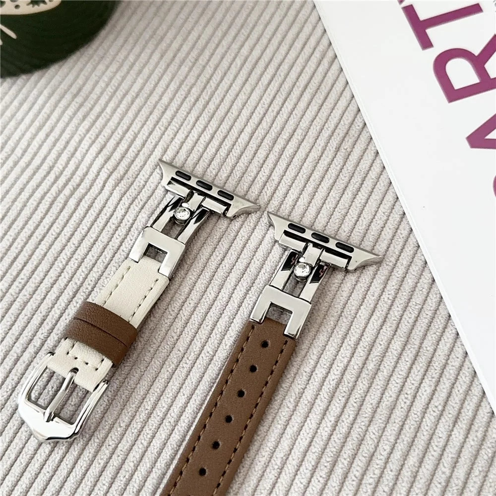 For Apple Watch Ultra 3 2 1 49mm / Series 11 10 46mm / 9 8 7 45mm / SE3 SE2 SE 6 5 4 44mm / 3 2 1 42mm Leather Watch Strap - Brown - 2