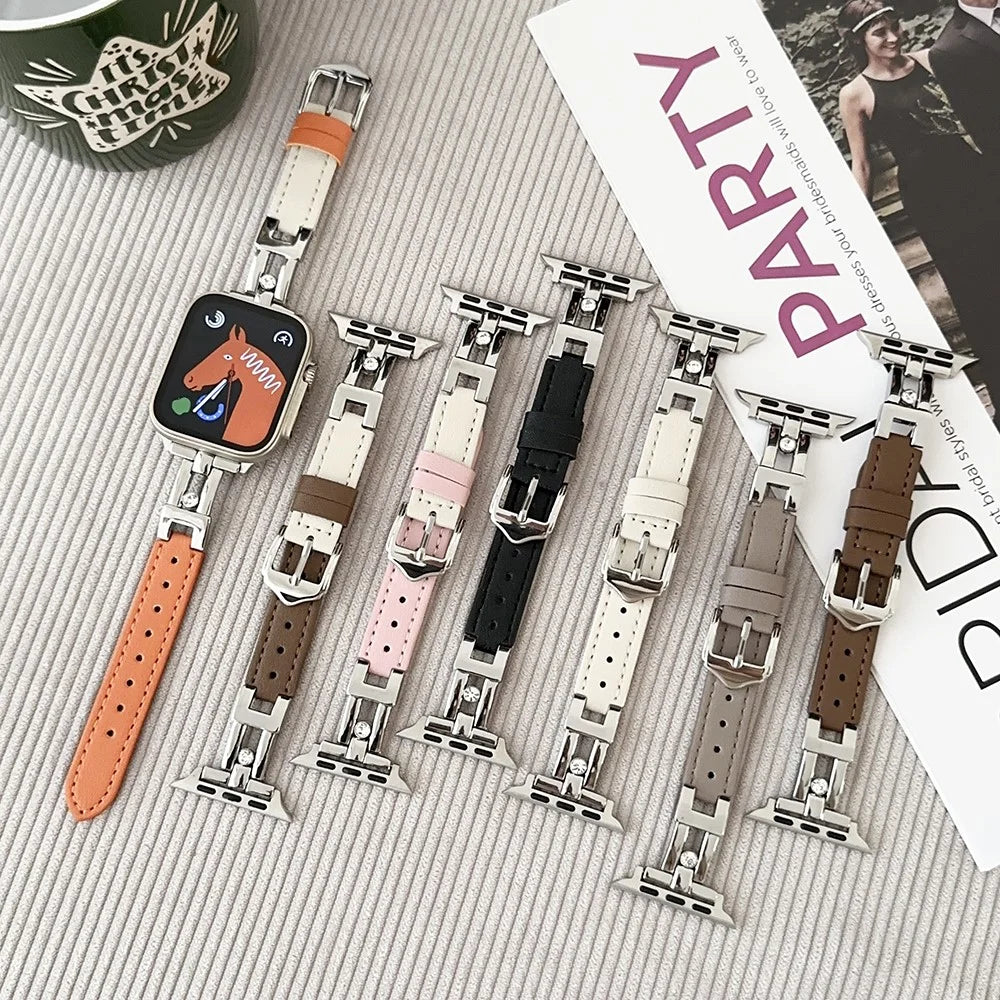 For Apple Watch Ultra 3 2 1 49mm / Series 11 10 46mm / 9 8 7 45mm / SE3 SE2 SE 6 5 4 44mm / 3 2 1 42mm Leather Watch Strap - Brown - 6