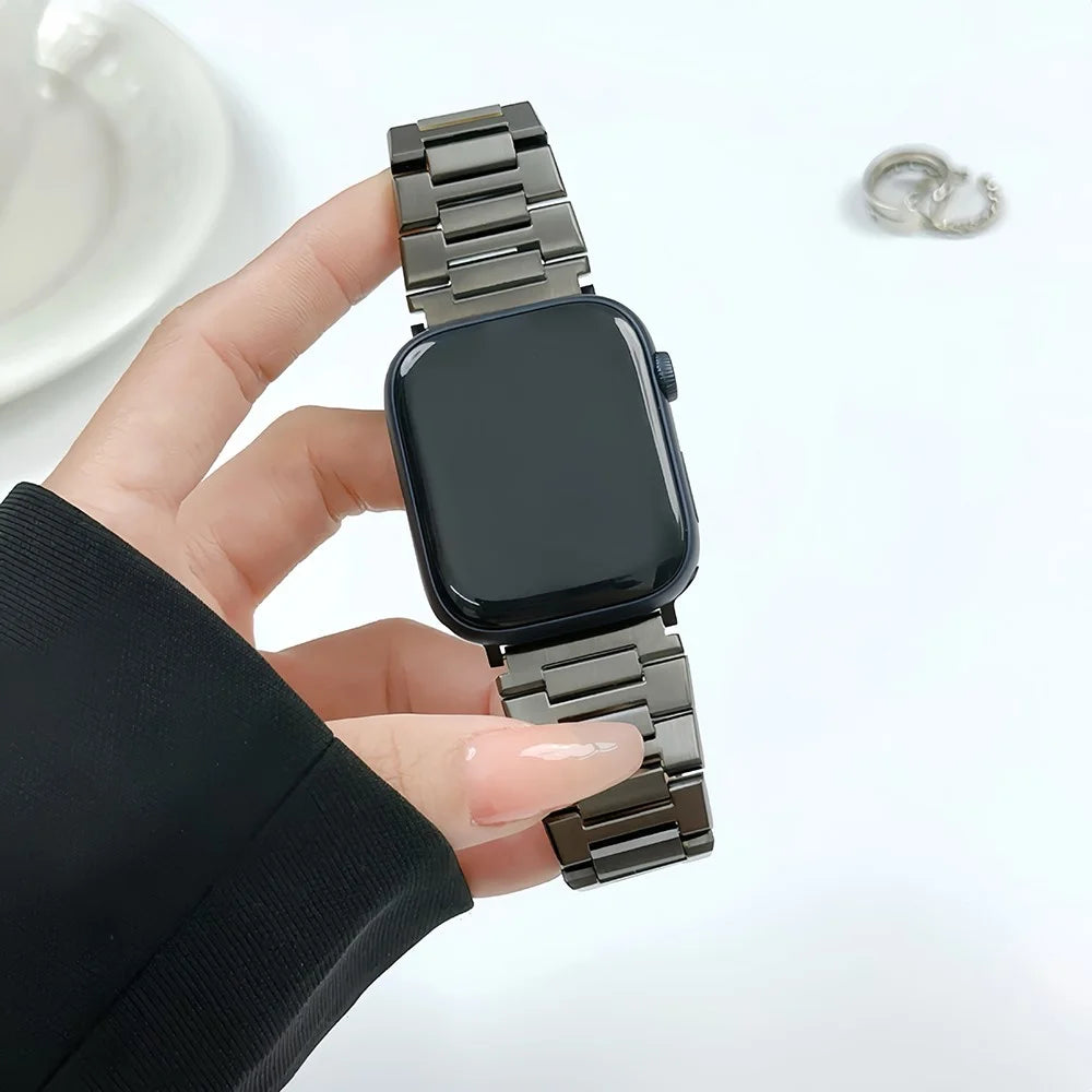 For Apple Watch Ultra 3 2 1 49mm / Series 11 10 46mm / 9 8 7 45mm / SE3 SE2 SE 6 5 4 44mm / 3 2 1 42mm Metal Watch Strap - Titanium Black - 2