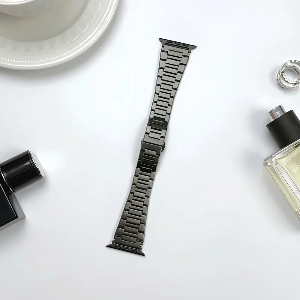 For Apple Watch Ultra 3 2 1 49mm / Series 11 10 46mm / 9 8 7 45mm / SE3 SE2 SE 6 5 4 44mm / 3 2 1 42mm Metal Watch Strap - Titanium Black - 3