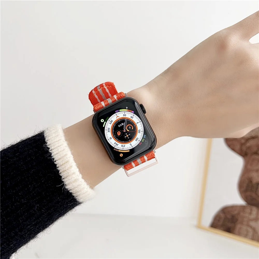For Apple Watch Series 11 10 42mm / 9 8 7 41mm / SE3 SE2 SE 6 5 4 40mm / 3 2 1 38mm Nylon Watchband - Orange - 2