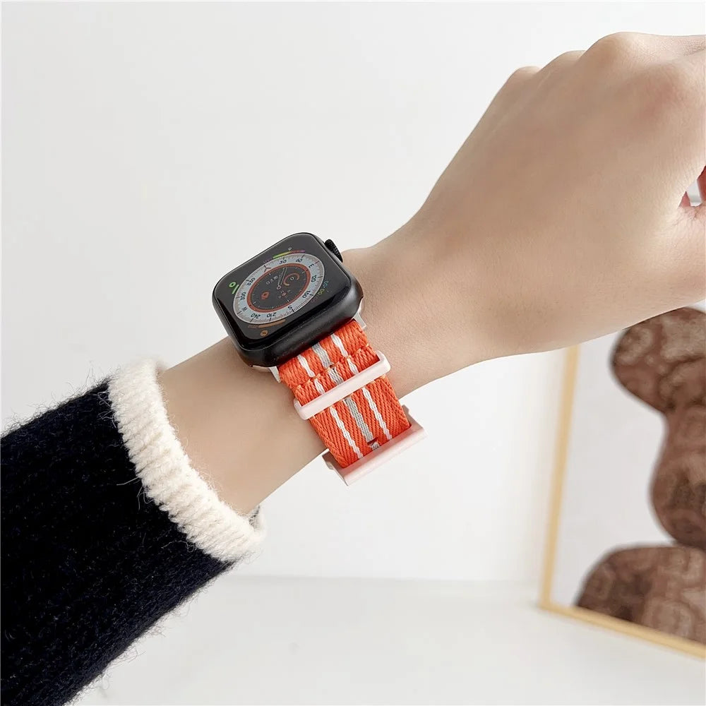 For Apple Watch Series 11 10 42mm / 9 8 7 41mm / SE3 SE2 SE 6 5 4 40mm / 3 2 1 38mm Nylon Watchband - Orange - 3