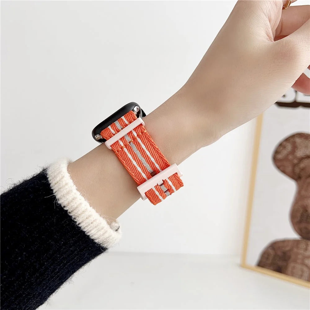 For Apple Watch Series 11 10 42mm / 9 8 7 41mm / SE3 SE2 SE 6 5 4 40mm / 3 2 1 38mm Nylon Watchband - Orange - 4