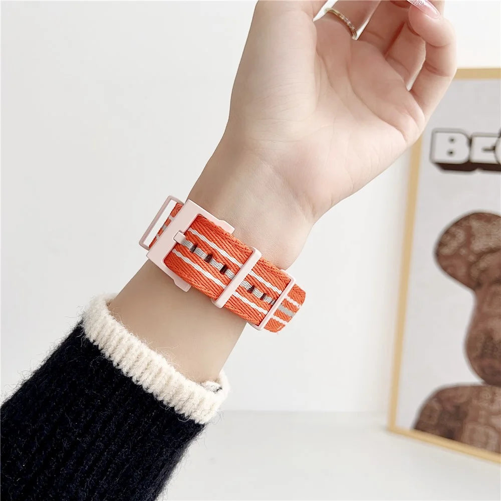 For Apple Watch Series 11 10 42mm / 9 8 7 41mm / SE3 SE2 SE 6 5 4 40mm / 3 2 1 38mm Nylon Watchband - Orange - 5