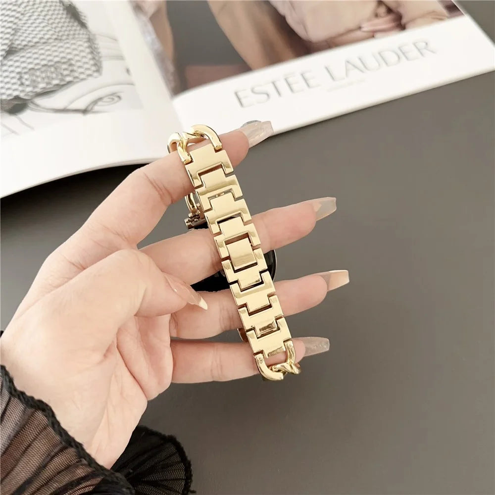 For Samsung Galaxy Watch6 40mm / 44mm / GarminActive 5 20mm Chain Watch Strap Zinc Alloy Wrist Strap - Rose Gold - 2