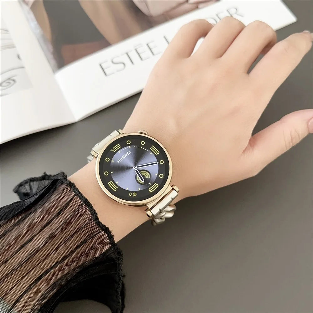 For Samsung Galaxy Watch6 40mm / 44mm / GarminActive 5 20mm Chain Watch Strap Zinc Alloy Wrist Strap - Rose Gold - 3