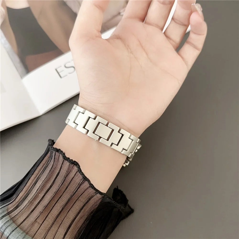 For Samsung Galaxy Watch6 40mm / 44mm / GarminActive 5 20mm Chain Watch Strap Zinc Alloy Wrist Strap - Rose Gold - 5